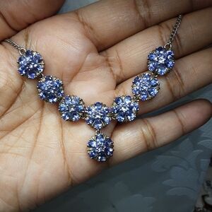 925 Genuine Tanzanite Flower Necklace.